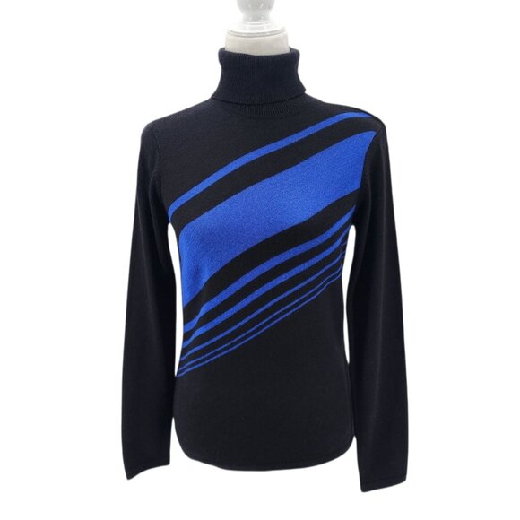 NEW Vintage Apostrophe Womens Small Sweater Wool Blend Turtleneck Stripe Retro - Picture 9 of 10